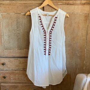 Sundance Embroidered Sleeveless Tunic, Small 100% Cotton